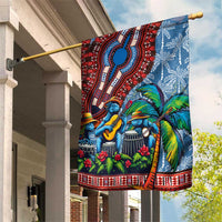 Afro-Caribbean Garden Flag African Dashiki Style with Caribbean Music with Blue Iguanas - Wonder Print Shop