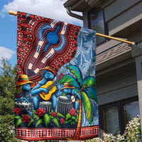 Afro-Caribbean Garden Flag African Dashiki Style with Caribbean Music with Blue Iguanas - Wonder Print Shop