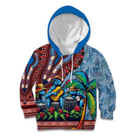Afro-Caribbean Kid Hoodie African Dashiki Style with Caribbean Music with Blue Iguanas - Wonder Print Shop
