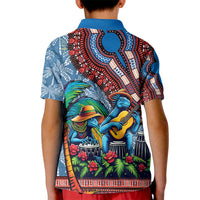 Afro-Caribbean Kid Polo Shirt African Dashiki Style with Caribbean Music with Blue Iguanas - Wonder Print Shop