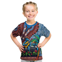 Afro-Caribbean Kid T Shirt African Dashiki Style with Caribbean Music with Blue Iguanas - Wonder Print Shop