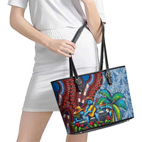 Afro-Caribbean Leather Tote Bag African Dashiki Style with Caribbean Music with Blue Iguanas - Wonder Print Shop