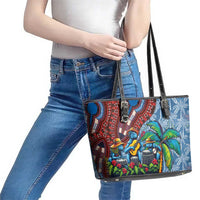 Afro-Caribbean Leather Tote Bag African Dashiki Style with Caribbean Music with Blue Iguanas - Wonder Print Shop