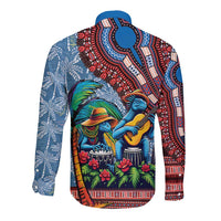 Afro-Caribbean Long Sleeve Button Shirt African Dashiki Style with Caribbean Music with Blue Iguanas - Wonder Print Shop
