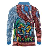 Afro-Caribbean Long Sleeve Polo Shirt African Dashiki Style with Caribbean Music with Blue Iguanas - Wonder Print Shop
