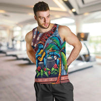 Afro-Caribbean Men Tank Top African Dashiki Style with Caribbean Music with Blue Iguanas - Wonder Print Shop