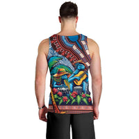 Afro-Caribbean Men Tank Top African Dashiki Style with Caribbean Music with Blue Iguanas - Wonder Print Shop