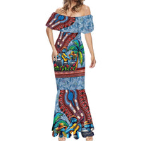 Afro-Caribbean Mermaid Dress African Dashiki Style with Caribbean Music with Blue Iguanas - Wonder Print Shop