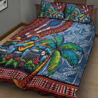 Afro-Caribbean Quilt Bed Set African Dashiki Style with Caribbean Music with Blue Iguanas - Wonder Print Shop