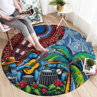 Afro-Caribbean Round Carpet African Dashiki Style with Caribbean Music with Blue Iguanas - Wonder Print Shop