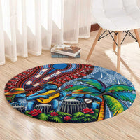 Afro-Caribbean Round Carpet African Dashiki Style with Caribbean Music with Blue Iguanas - Wonder Print Shop