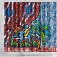 Afro-Caribbean Shower Curtain African Dashiki Style with Caribbean Music with Blue Iguanas - Wonder Print Shop