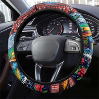 Afro-Caribbean Steering Wheel Cover African Dashiki Style with Caribbean Music with Blue Iguanas - Wonder Print Shop