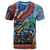 Afro-Caribbean T Shirt African Dashiki Style with Caribbean Music with Blue Iguanas - Wonder Print Shop