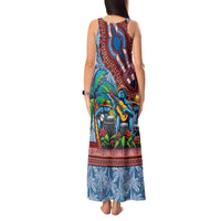 Afro-Caribbean Tank Maxi Dress African Dashiki Style with Caribbean Music with Blue Iguanas - Wonder Print Shop