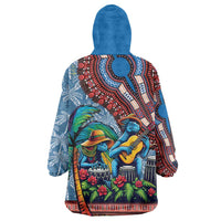 Afro-Caribbean Wearable Blanket Hoodie African Dashiki Style with Caribbean Music with Blue Iguanas - Wonder Print Shop