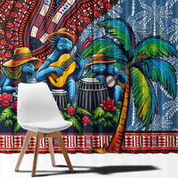 Afro-Caribbean Window Curtain African Dashiki Style with Caribbean Music with Blue Iguanas - Wonder Print Shop