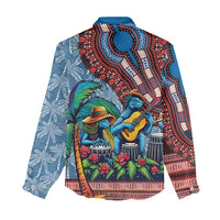 Afro-Caribbean Women Casual Shirt African Dashiki Style with Caribbean Music with Blue Iguanas - Wonder Print Shop