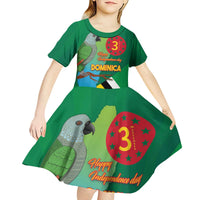 Dominica Independence Day Kid Short Sleeve Dress Imperial Amazon With National Flag and Map - Wonder Print Shop