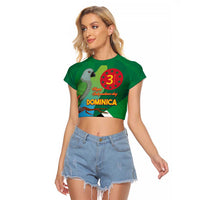 Dominica Independence Day Raglan Cropped T Shirt Imperial Amazon With National Flag and Map - Wonder Print Shop