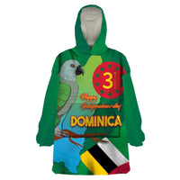 Dominica Independence Day Wearable Blanket Hoodie Imperial Amazon With National Flag and Map - Wonder Print Shop