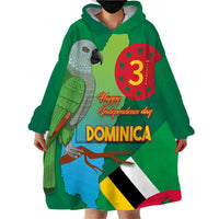 Dominica Independence Day Wearable Blanket Hoodie Imperial Amazon With National Flag and Map - Wonder Print Shop
