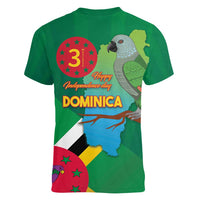 Dominica Independence Day Women V-Neck T-Shirt Imperial Amazon With National Flag and Map - Wonder Print Shop