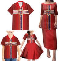 Custom Norway National Football Family Matching Puletasi and Hawaiian Shirt Vikings Heritage Sporty Style - Wonder Print Shop