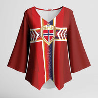Custom Norway National Football Kimono Sleeve Blouse Vikings Heritage Sporty Style - Wonder Print Shop