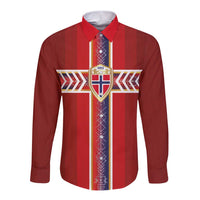 Custom Norway National Football Long Sleeve Button Shirt Vikings Heritage Sporty Style - Wonder Print Shop