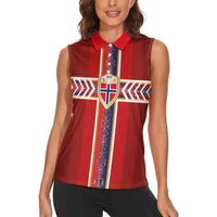 Custom Norway National Football Women Sleeveless Polo Shirt Vikings Heritage Sporty Style - Wonder Print Shop