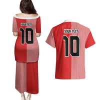 Custom Denmark National Football Couples Matching Puletasi and Hawaiian Shirt The Red and Whites Sporty Style - Wonder Print Shop