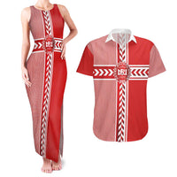 Custom Denmark National Football Couples Matching Tank Maxi Dress and Hawaiian Shirt The Red and Whites Sporty Style - Wonder Print Shop