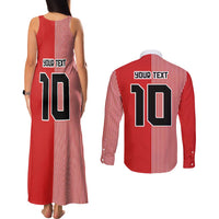 Custom Denmark National Football Couples Matching Tank Maxi Dress and Long Sleeve Button Shirt The Red and Whites Sporty Style - Wonder Print Shop