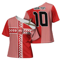 Custom Denmark National Football Cross Shoulder Shirt The Red and Whites Sporty Style - Wonder Print Shop