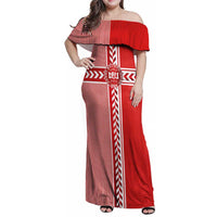 Custom Denmark National Football Family Matching Off Shoulder Maxi Dress and Hawaiian Shirt The Red and Whites Sporty Style - Wonder Print Shop