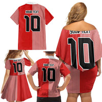 Custom Denmark National Football Family Matching Off Shoulder Short Dress and Hawaiian Shirt The Red and Whites Sporty Style - Wonder Print Shop