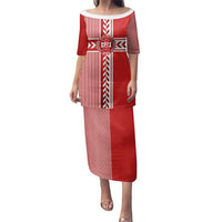 Custom Denmark National Football Family Matching Puletasi and Hawaiian Shirt The Red and Whites Sporty Style - Wonder Print Shop