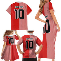Custom Denmark National Football Family Matching Short Sleeve Bodycon Dress and Hawaiian Shirt The Red and Whites Sporty Style - Wonder Print Shop