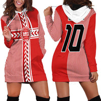 Custom Denmark National Football Hoodie Dress The Red and Whites Sporty Style - Wonder Print Shop