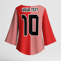 Custom Denmark National Football Kimono Sleeve Blouse The Red and Whites Sporty Style - Wonder Print Shop