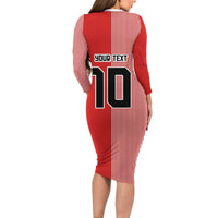 Custom Denmark National Football Long Sleeve Bodycon Dress The Red and Whites Sporty Style - Wonder Print Shop