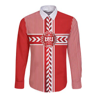 Custom Denmark National Football Long Sleeve Button Shirt The Red and Whites Sporty Style - Wonder Print Shop