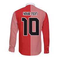 Custom Denmark National Football Long Sleeve Button Shirt The Red and Whites Sporty Style - Wonder Print Shop