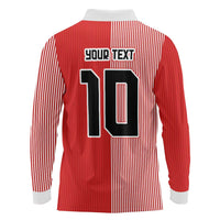 Custom Denmark National Football Long Sleeve Polo Shirt The Red and Whites Sporty Style - Wonder Print Shop