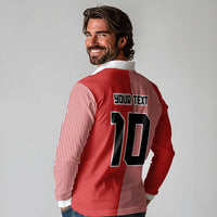 Custom Denmark National Football Long Sleeve Polo Shirt The Red and Whites Sporty Style - Wonder Print Shop