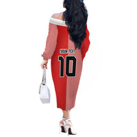 Custom Denmark National Football Off The Shoulder Long Sleeve Dress The Red and Whites Sporty Style - Wonder Print Shop