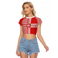 Custom Denmark National Football Raglan Cropped T Shirt The Red and Whites Sporty Style - Wonder Print Shop