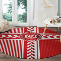 Denmark National Football Round Carpet The Red and Whites Sporty Style - Wonder Print Shop