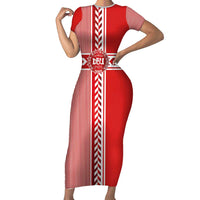 Custom Denmark National Football Short Sleeve Bodycon Dress The Red and Whites Sporty Style - Wonder Print Shop